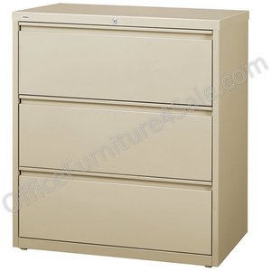 (Scratch & Dent) WorkPro Outlet Steel Lateral File, 3-Drawer, 40 1/4"H x 36"W x 18 5/8"D, Putty