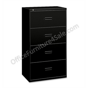 (Scratch & Dent) basyx by HON Outlet 484L Steel Legal- And Legal-Size Lateral Filing Cabinet, 4 Drawers, 53 5/16"H x 36"W x 19 5/16"D, Black