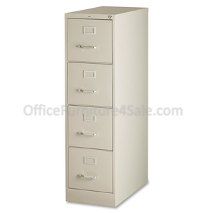 Lorell Outlet Deep Vertical File With Lock, 4 Drawers, 52"H x 15"W x 26 1/2"D, Putty