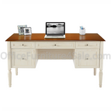 (Scratch and Dent) Realspace Outlet Shore Collection Executive Double-Pedestal Computer Desk, 29 15/16"H x 59 1/16"W x 23 5/8"D, Antique White/Cherry