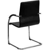 Sling Black Vinyl Side Reception Chair with Chrome Sled Base, Black