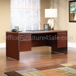 (Scratch and Dent) Sauder Cornerstone Outlet Collection Executive Desk, 29 1/4"H x 70 5/16"W x 29 1/2"D, Classic Cherry
