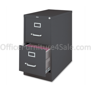 Lorell Outlet 26-1/2" Vertical File Cabinet - 15" x 26.5" x 28" - 2 x Drawer(s) for File - Letter - Vertical - Drawer Extension, Security Lock, Label Holder, Pull Handle - Charcoal - Aluminum, Steel - Recycled