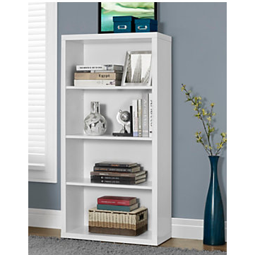 Monarch Specialties Outlet 3-Shelf Adjustable Bookcase, White