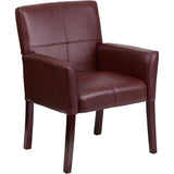 Executive Leather Guest Chair with Mahogany Wood Legs