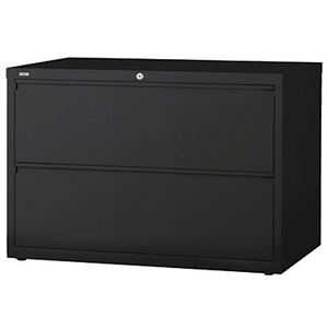 (Scratch & Dent) WorkPro Outlet 42"W Lateral 2-Drawer File Cabinet, Metal, Black