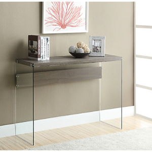 Monarch Specialties Outlet Tempered-Glass Console Table, Rectangular, 32"H x 44"W x 16"D, Dark Taupe, 243641