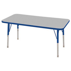 ECR4KIDS Outlet Adjustable Rectangle Activity Table, Standard Legs, 24"W x 48"D, Gray/Blue