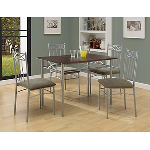 (Scratch & Dent) Monarch Specialties Outlet 5-Piece Dining Set, Cappuccino/Silver