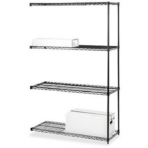 Lorell Outlet Industrial Wire Shelving Add-On Unit, 36"W x 18"D, Black