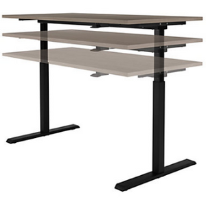 Realspace Outlet Magellan 60"W Pneumatic Sit-Stand Height-Adjustable Desk, Gray