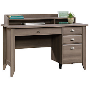 (Scratch & Dent) Sauder Outlet Shoal Creek Collection Transitional Wood Desk With Organizer Hutch, 36 1/4"H x 53 1/8"W x 23 1/2"D, Diamond Ash, 772253, 418657