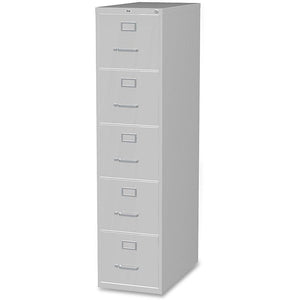 Lorell Commercial Grade Vertical File Cabinet - 15" x 26.5" x 61" - 5 x Drawer(s) for File - Letter - Vertical - Security Lock, Ball-bearing Suspension, Heavy Duty - Light Gray - Steel - Recycled