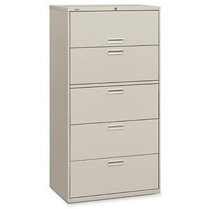 HON Outlet All-Purpose 500 Series Locking Lateral File Cabinet, 5 Drawers, 67"H x 36"W x 19 1/4"D, Putty