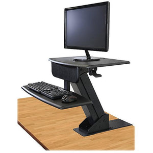 Kantek Outlet Desk-Mounted Sit-To-Stand Workstation, 21 1/2"H x 23 1/2"W x 23 1/2"D, Black