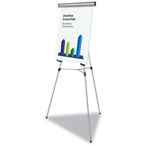 MasterVision Outlet Flex Lightweight Telescoping 3-Leg Display Easel, 34" To 63" High, Aluminum, Silver