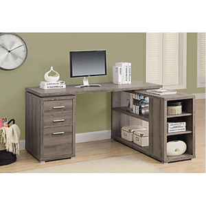 Monarch Specialties Outlet Left/Right-Facing Corner Desk, 30"H x 60"W x 47"D, Dark Taupe