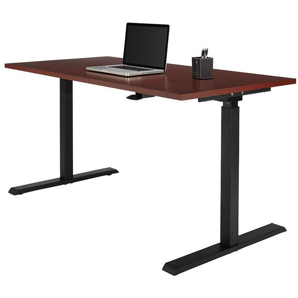 Realspace Outlet Magellan Pneumatic Sit-Stand Height-Adjustable Desk, Classic Cherry