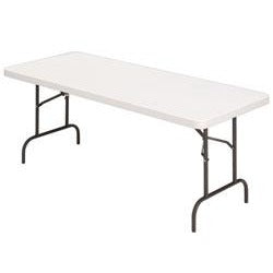 (Scratch & Dent) Realspace Outlet Molded Plastic Top Folding Table, 5'W, Platinum