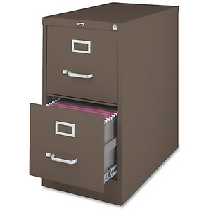 (Scratch & Dent) Lorell Fortress Series 26.5'' Letter-size Vertical Files - 15" x 26.5" x 28.4" - 2 x Drawer(s) for File - Letter - Vertical - Label Holder, Drawer Extension, Ball-bearing Suspension, Heavy Duty, Security Lock - Medium Tone - Steel