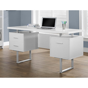 (Scratch & Dent) Monarch Specialties Retro-Style Computer Desk, 30"H x 60"W x 24"D, White