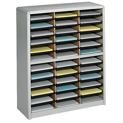 Safco Outlet Value Sorter Steel Corrugated Literature Organizer, 36 Compartments, Gray