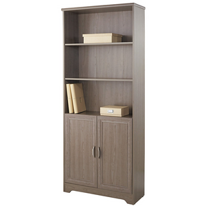 Realspace Outlet Magellan 72" 5 Shelf Contemporary Bookcase with Doors, Gray