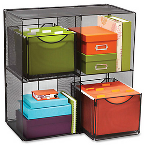 Safco Outlet Onyx Mesh Cube - 4 Compartment(s) - Compartment Size 14" x 14" x 14" - 28.5" Height x 28.5" Width x 14.5" Depth - Desktop - Black - Steel - 1Each
