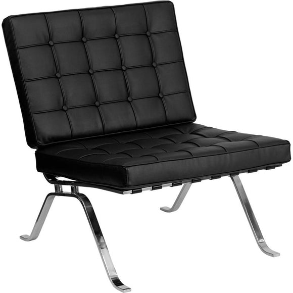 Algarve Mid-Century Modern Lounge Chair, Black/Chrome