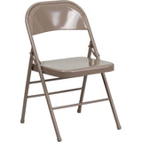 Samson Series Triple Braced & Double Hinged Beige Metal Folding Chair