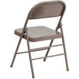 Samson Series Triple Braced & Double Hinged Beige Metal Folding Chair