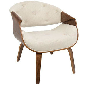 La Volna Mid-Century Modern Guest Reception Chair, Cream