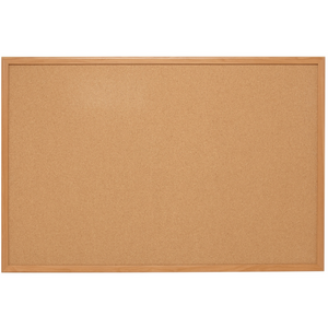 Quartet Natural Cork Bulletin Board With Oak Frame, 48" x 36" Item # 403508