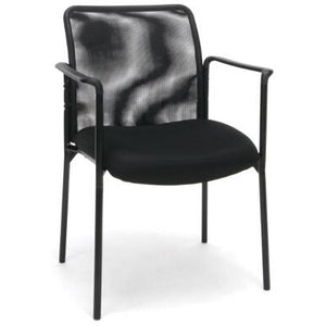 Sharpline Mesh Stacking Visitor Chair with Arms, Black