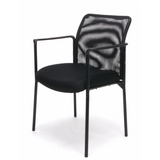 Sharpline Mesh Stacking Visitor Chair with Arms, Black