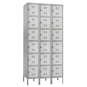 (Scratch & Dent) Safco Six-Tier Two-Tone 3-Column Locker With Legs, 78"H x 36"W x 18"D, Gray