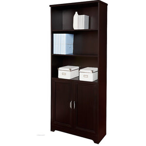 Realspace Outlet Magellan 72"H 5-Shelf Bookcase With Doors, Espresso