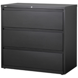 (Scratch & Dent) WorkPro 36"W 3-Drawer Steel Lateral File Cabinet, Charcoal