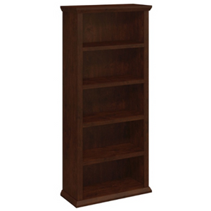 Bush Furniture Yorktown 5 Shelf Bookcase, Antique Cherry, Standard Delivery Item # 870431