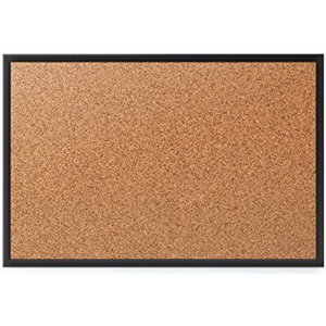 Quartet Cork Bulletin Board, 4' x 3', Black Aluminum Frame - 36" Height x 48" Width - Brown Natural Cork Surface - Black Aluminum Frame - 1 / Each Item # 260813