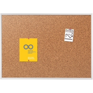 (Scratch & Dent) Quartet Natural Cork Bulletin Board With Anodized Aluminum Frame, 36" x 60" Item # 919779