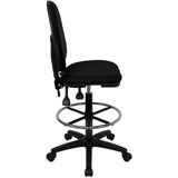 Mid-Back Fabric Multifunction Ergonomic Drafting Chair with Adjustable Lumbar Support