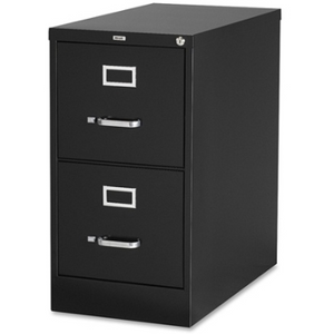 (Scratch & Dent) Lorell Deep Vertical File With Lock, 2 Drawers, 28 3/8"H x 15"W x 26 1/2"D, 30% Recycled, Black Item # 685365