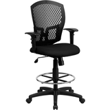 Mid-Back Designer Back Drafting Chair with Fabric Seat and Adjustable Arms