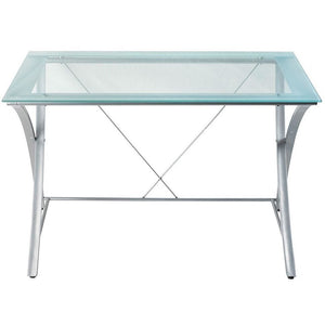Realspace Zentra Outlet Main Desk, 30"H x 48"W x 28"D, Silver/Clear