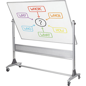 Best-Rite Outlet Magnetic Reversible Dry-Erase Board, Porcelain, 48" x 72", White, Silver Frame