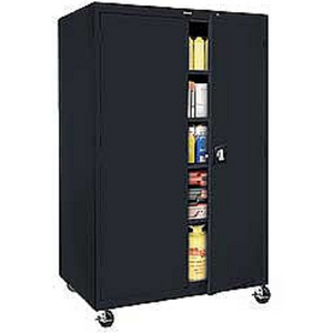Sandusky Mobile Steel Storage Cabinet, 78"H x 36"W x 24"D, Black