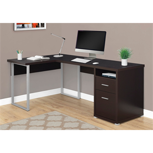 (Scratch & Dent ) Monarch Specialties L-Shaped Particleboard Computer Desk With 2 Drawers, Cappuccino