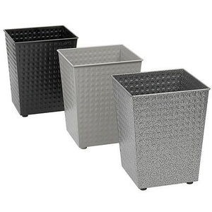 Safco Outlet Checks Round Steel Wastebasket, 6 Gallons, 12 1/2" x 10 1/2" x 10 1/2", Gray