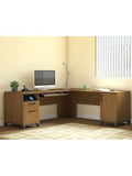 (Scratch and Dent) Bush Furniture Achieve L Shaped Desk, Warm Oak,